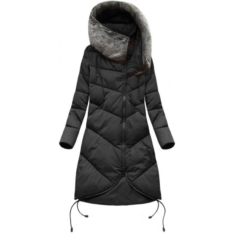 LONG HOODED WINTER JACKET RED (7755) striukė