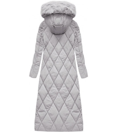 LONG WINTER HOODED JACKET GREY (7688BIG) striukė