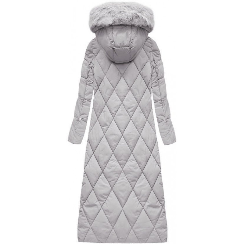 LONG WINTER HOODED JACKET GREY (7688BIG) striukė