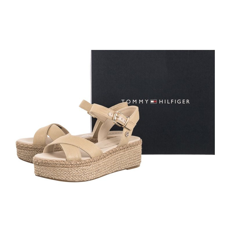 Tommy Hilfiger Shiny Touches Flatform Wedge Light Gold FW0FW06245 0LJ (TH480-a) kingad