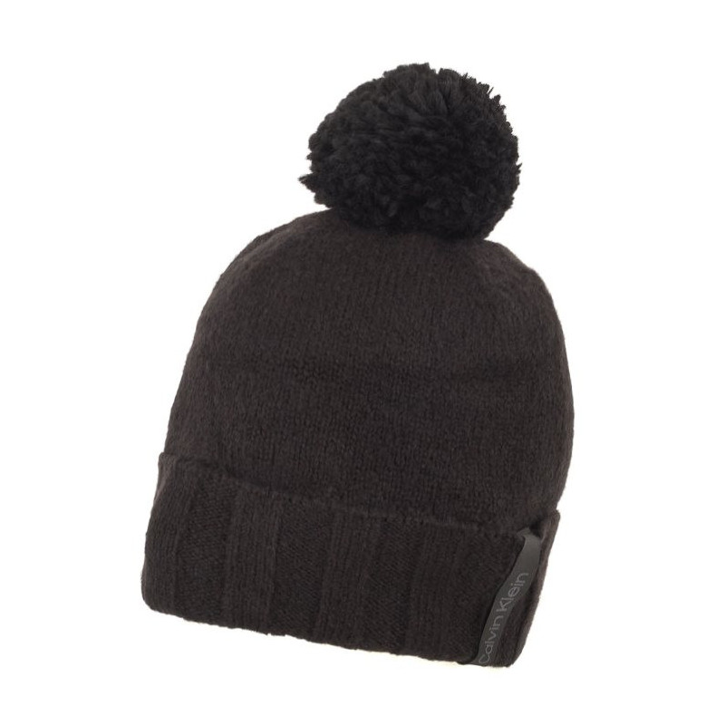 Calvin Klein Label Define Rib Beanie W/Pompom Black K60K611606 BAX (CK367-a) vöö