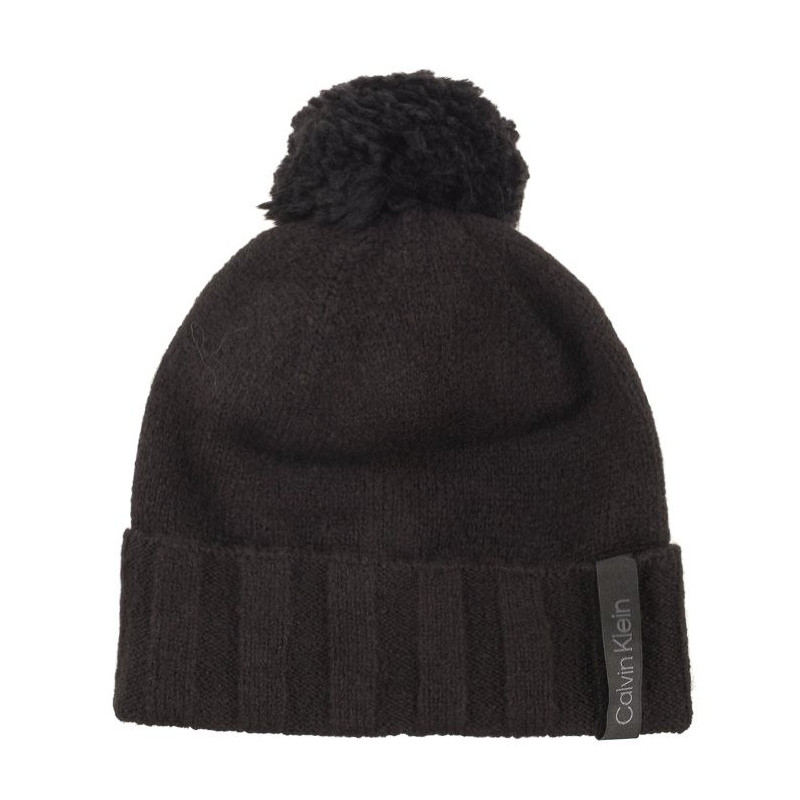 Calvin Klein Label Define Rib Beanie W/Pompom Black K60K611606 BAX (CK367-a) vöö