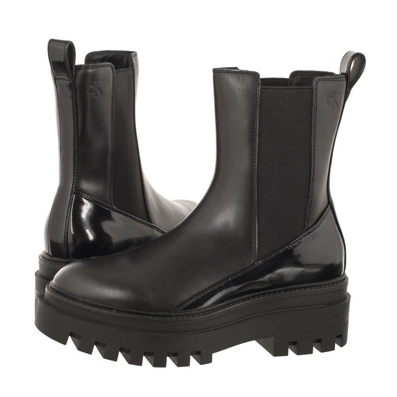 Calvin Klein Chunky Boot Chelsea Lth Mg Sat Triple Black YW0YW01286 0GT (CK413-b) kingad