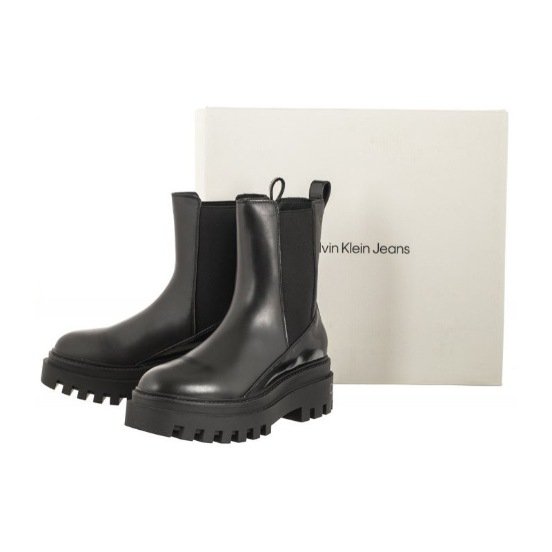 Calvin Klein Chunky Boot Chelsea Lth Mg Sat Triple Black YW0YW01286 0GT (CK413-b) kingad