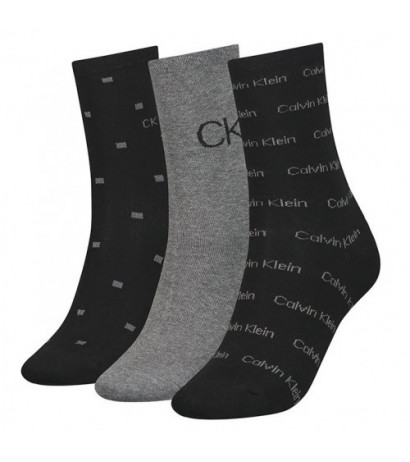 Calvin Klein Women Sock 3P Lurex Logo Black Combo 701224118 001 999 (CK383-a) sokid