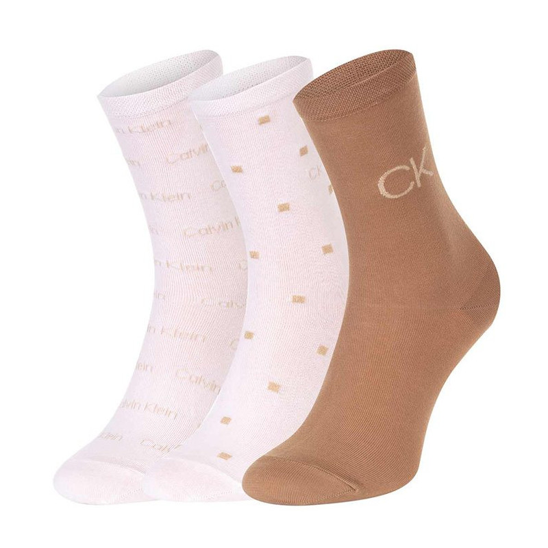 Calvin Klein Women Sock 3P Lurex Logo Camel Combo 701224118 002 999 (CK383-b) sokid