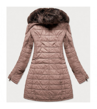 COAT WITH FUR COLLAR VINTAGE PINK (LD5520) striukė