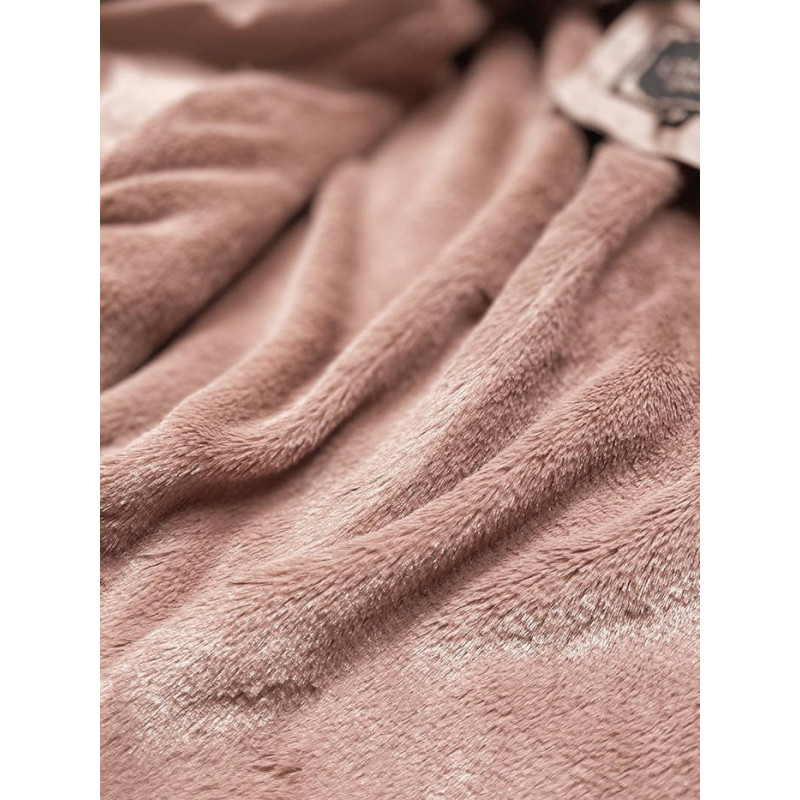 COAT WITH FUR COLLAR VINTAGE PINK (LD5520) striukė