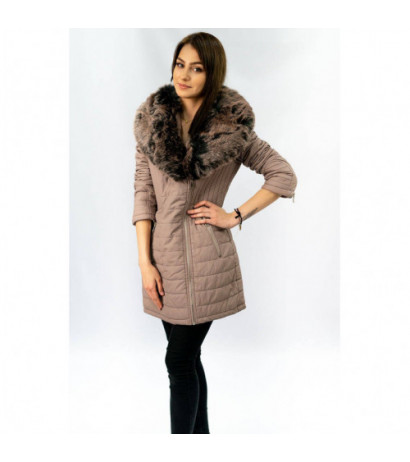 COAT WITH FUR COLLAR VINTAGE PINK (LD5520) striukė