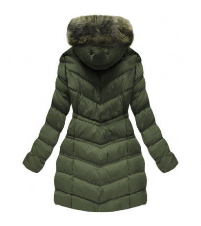 QUILTED HOODED JACKET KHAKI (W749-1) striukė