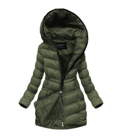 QUILTED HOODED JACKET KHAKI (W749-1) striukė