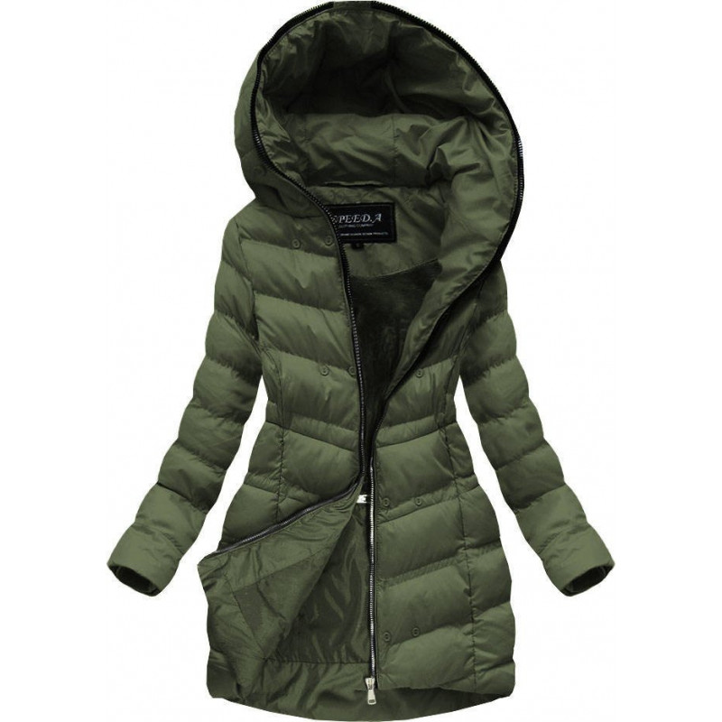 QUILTED HOODED JACKET KHAKI (W749-1) striukė