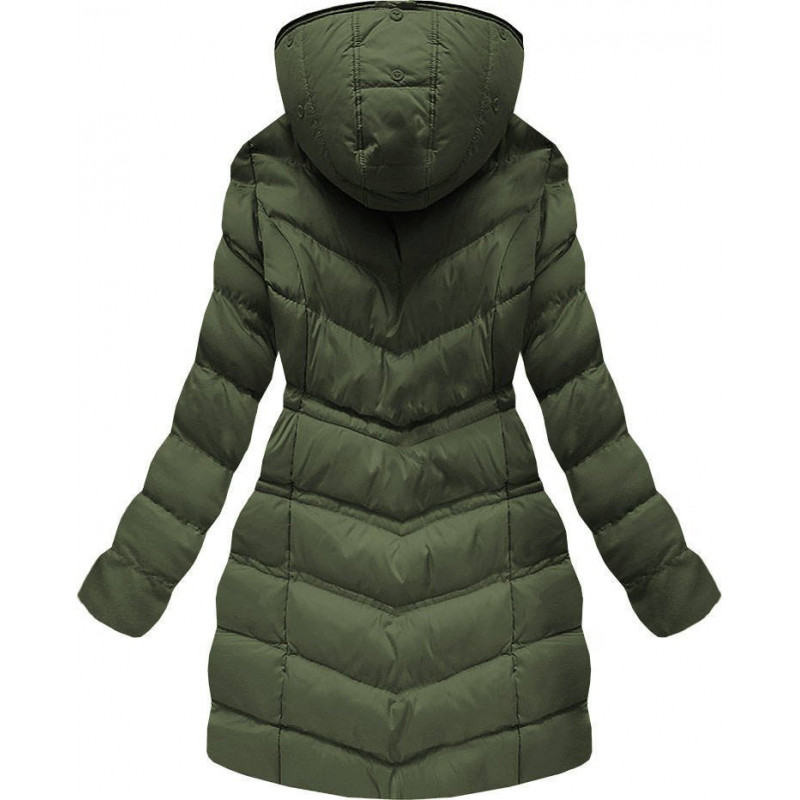 QUILTED HOODED JACKET KHAKI (W749-1) striukė