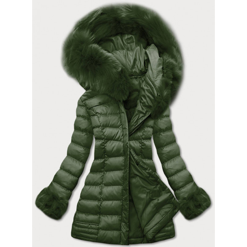 QUILTED HOODED JACKET KHAKI (W750-1) striukė