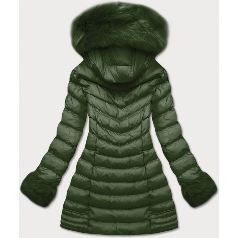 QUILTED HOODED JACKET KHAKI (W750-1) striukė