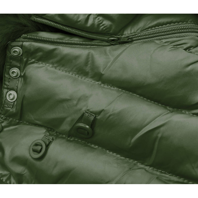 QUILTED HOODED JACKET KHAKI (W750-1) striukė