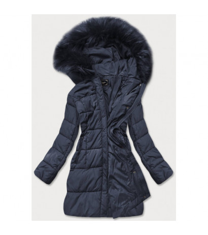 QUILTED HOODED JACKET NAVY BLUE (7757) striukė