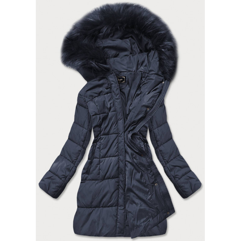 QUILTED HOODED JACKET NAVY BLUE (7757) striukė