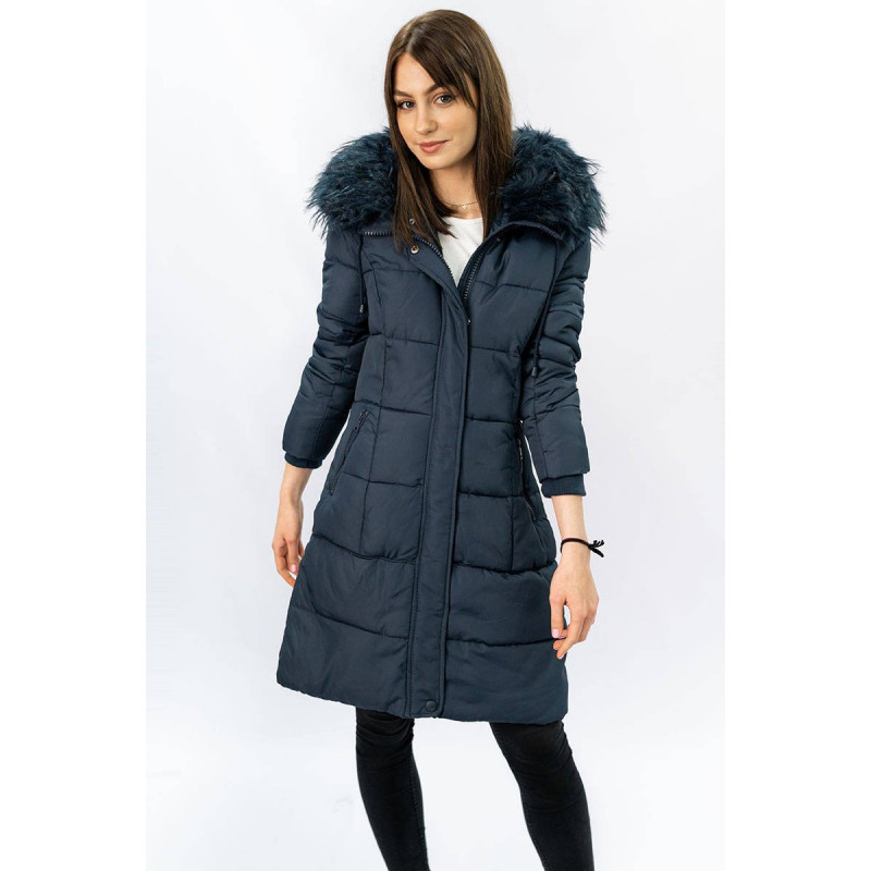 QUILTED HOODED JACKET NAVY BLUE (7757) striukė