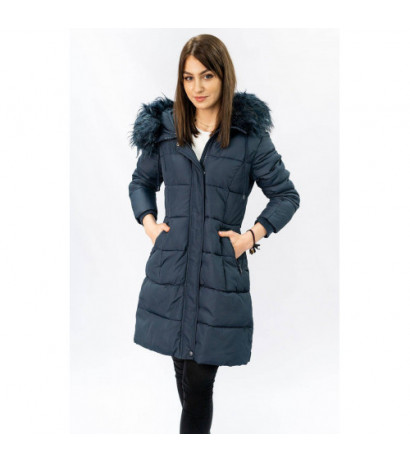 QUILTED HOODED JACKET NAVY BLUE (7757) striukė