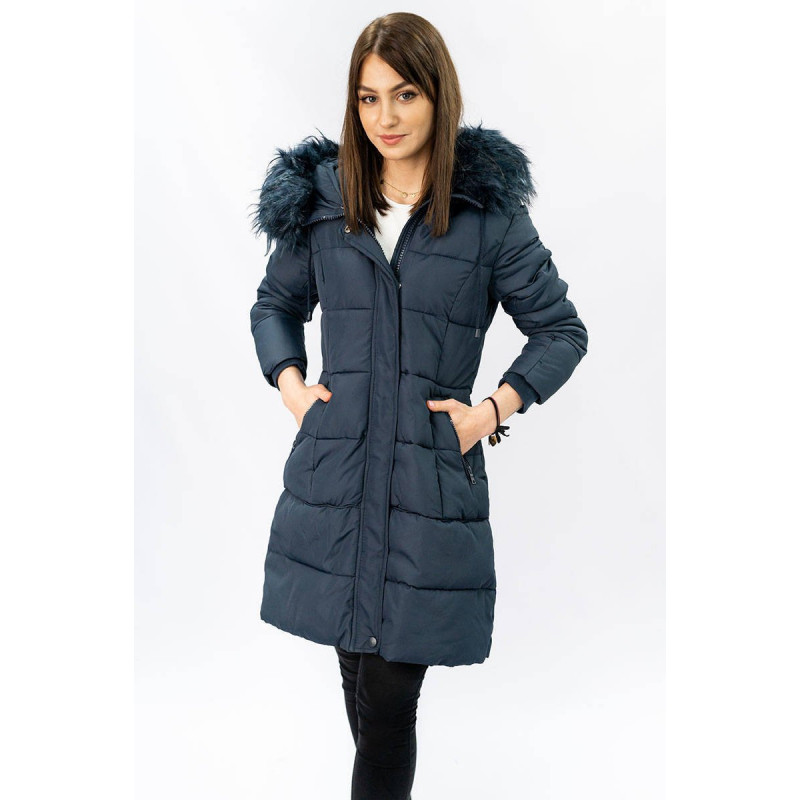 QUILTED HOODED JACKET NAVY BLUE (7757) striukė