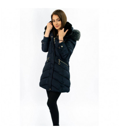 QUILTED HOODED JACKET NAVY BLUE (W732) striukė