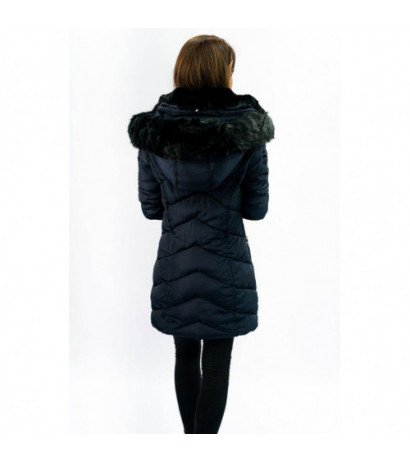 QUILTED HOODED JACKET NAVY BLUE (W732) striukė