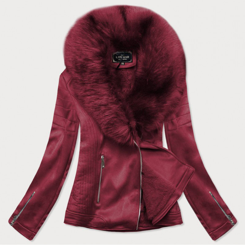 SUEDE MOTORCYCLE WITH FUR WINE (6502) striukė