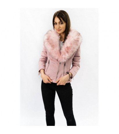 SUEDE MOTORCYCLE WITH FUR POWDER PINK (6502) striukė