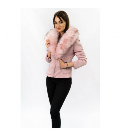 SUEDE MOTORCYCLE WITH FUR POWDER PINK (6502) striukė