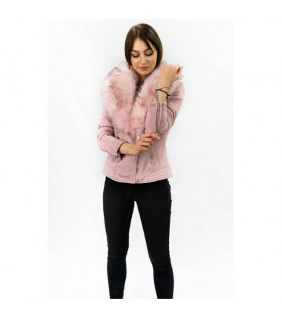 SUEDE MOTORCYCLE WITH FUR POWDER PINK (6502) striukė