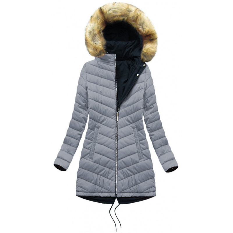 REVERSIBLE HOODED JACKET NAVY BLUE-GREY (W214BIG) striukė