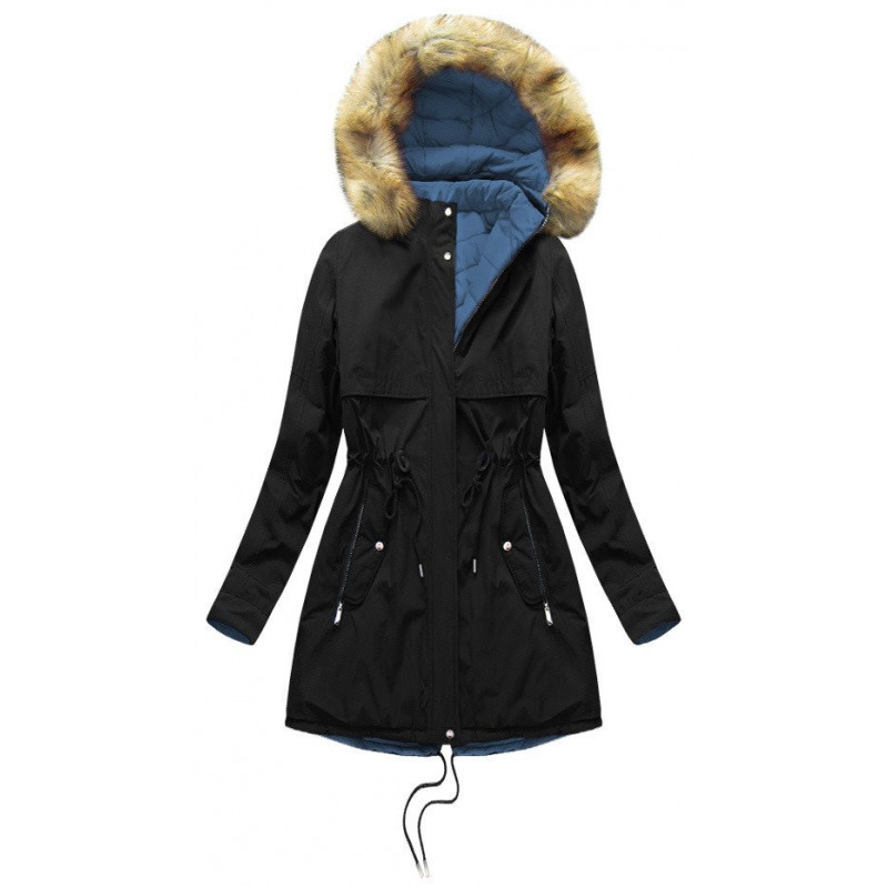 REVERSIBLE HOODED JACKET BLACK-BLUE (W214BIG) striukė