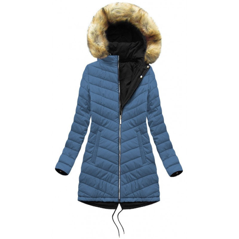 REVERSIBLE HOODED JACKET BLACK-BLUE (W214BIG) striukė