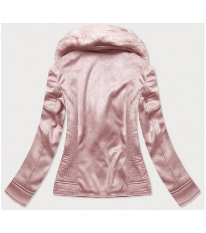 SUEDE MOTORCYCLE WITH FUR POWDER PINK (6502BIG) striukė