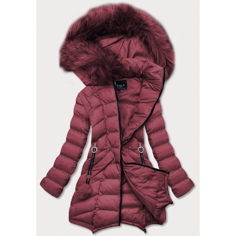 LONG HOODED JACKET WINE (W769) striukė