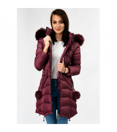 LONG HOODED JACKET WINE (W769) striukė