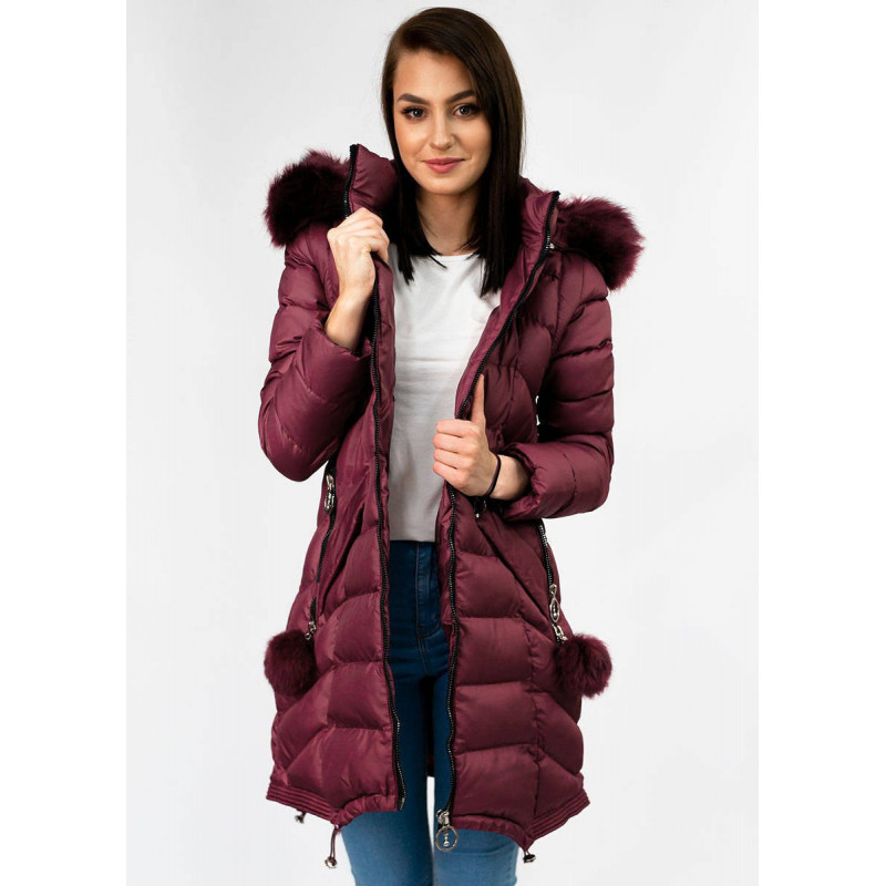 LONG HOODED JACKET WINE (W769) striukė