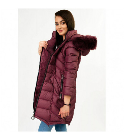 LONG HOODED JACKET WINE (W769) striukė