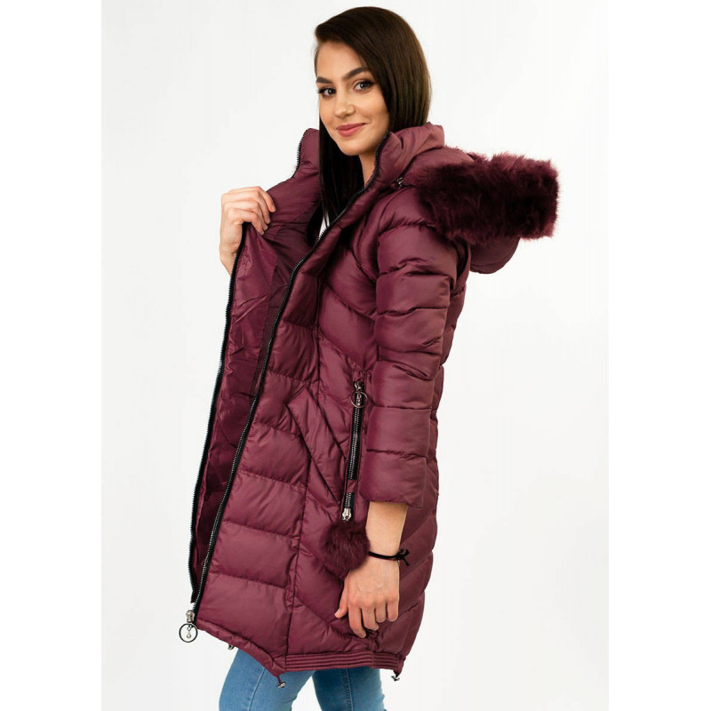 LONG HOODED JACKET WINE (W769) striukė