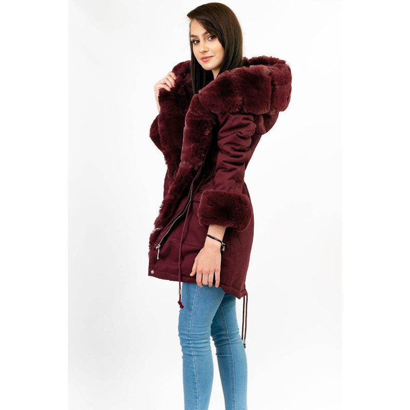 COTTON PARKA WITH FUR WINE (XW805X) striukė