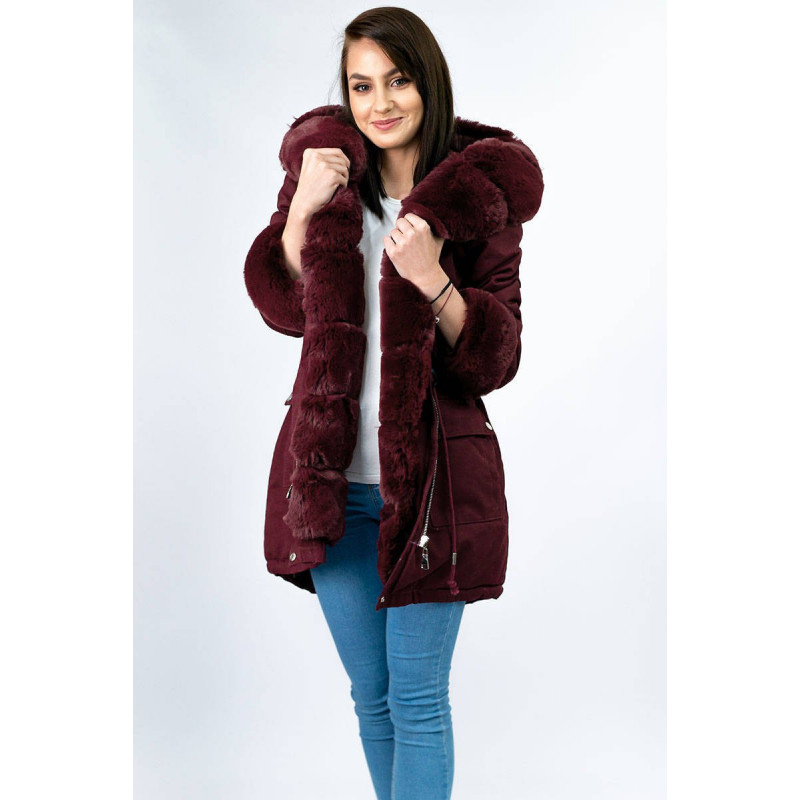 COTTON PARKA WITH FUR WINE (XW805X) striukė