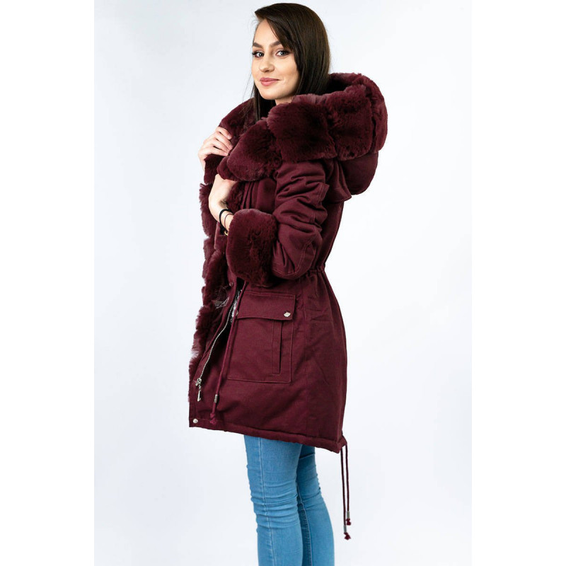 COTTON PARKA WITH FUR WINE (XW805X) striukė