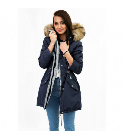 REVERSIBLE HOODED JACKET NAVY BLUE-GREY (W210) striukė