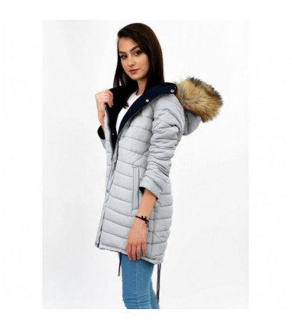 REVERSIBLE HOODED JACKET NAVY BLUE-GREY (W210) striukė