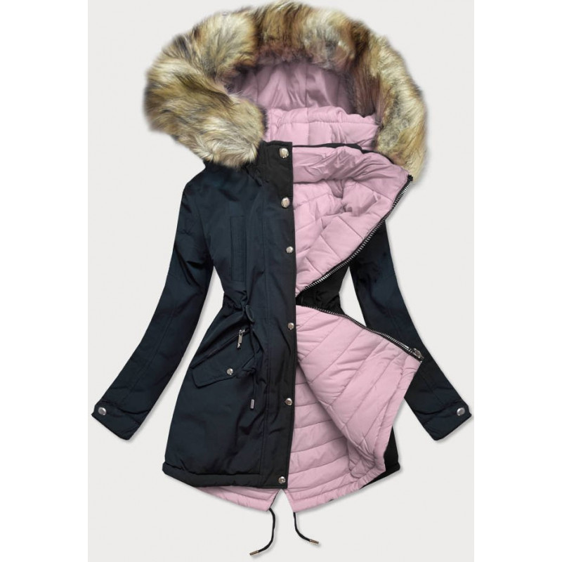 REVERSIBLE HOODED JACKET NAVY BLUE-PINK (W211) striukė