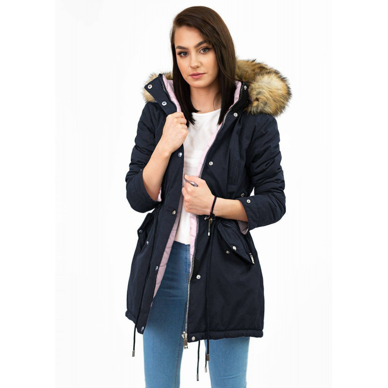 REVERSIBLE HOODED JACKET NAVY BLUE-PINK (W211) striukė