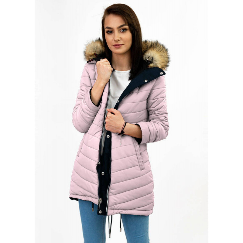 REVERSIBLE HOODED JACKET NAVY BLUE-PINK (W211) striukė