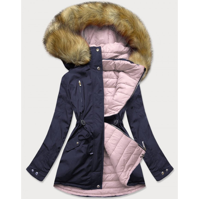 REVERSIBLE HOODED JACKET NAVY BLUE-PINK (W213) striukė