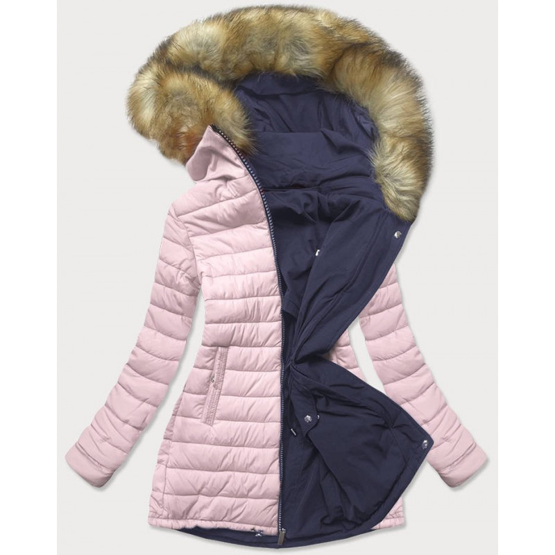 REVERSIBLE HOODED JACKET NAVY BLUE-PINK (W213) striukė